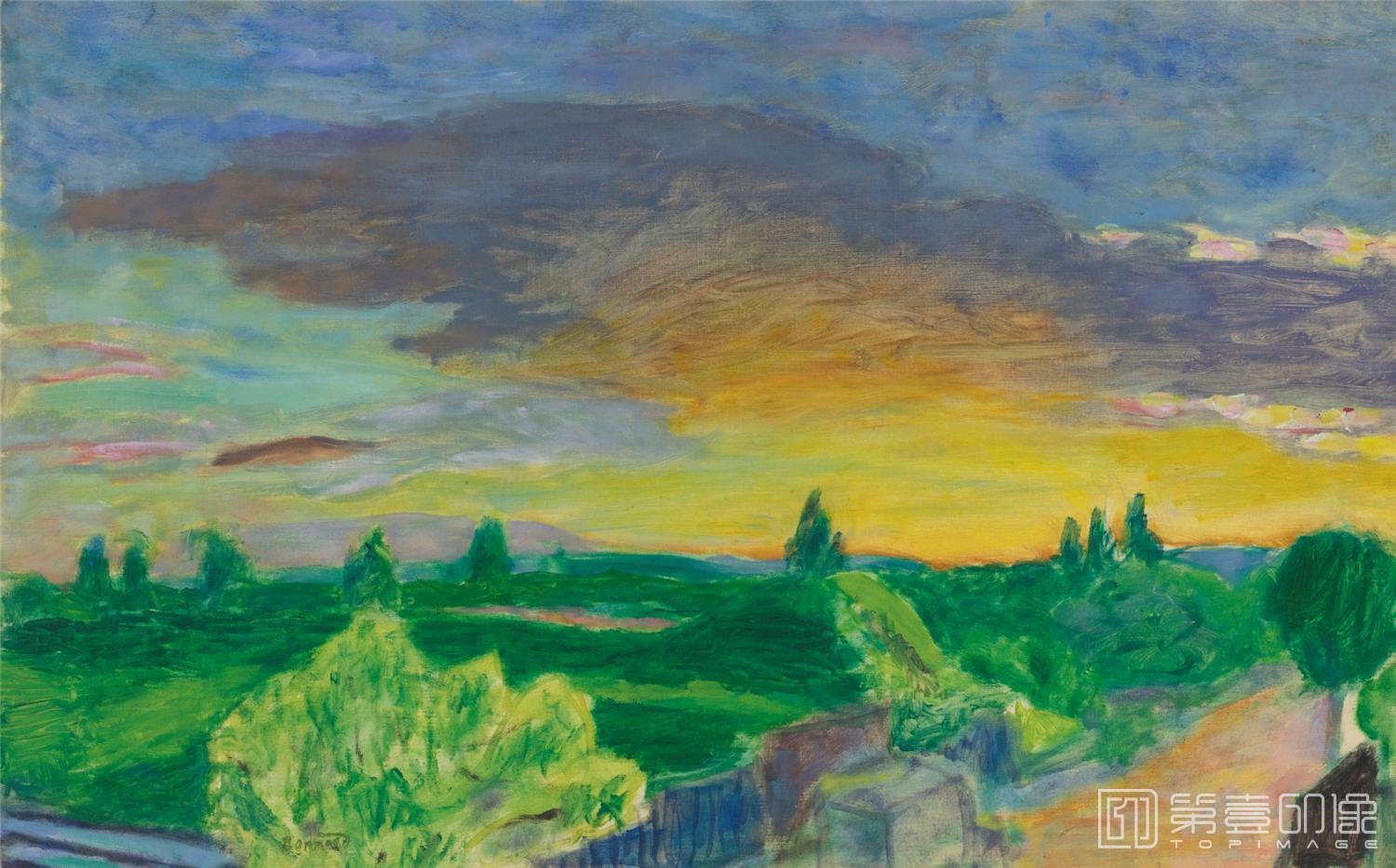 油画-PAYSAGE AU SOLEIL COUCHANT